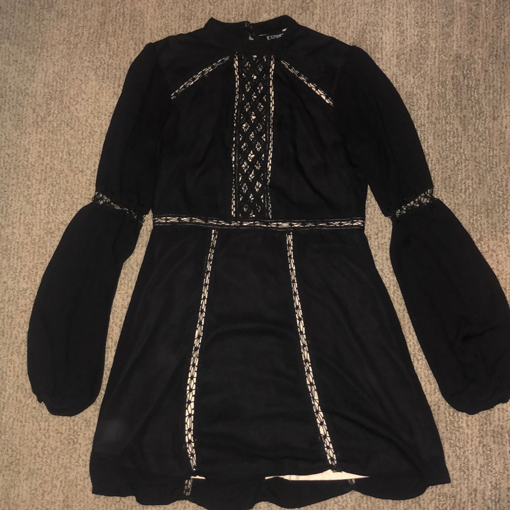 Express black and cream lace dress